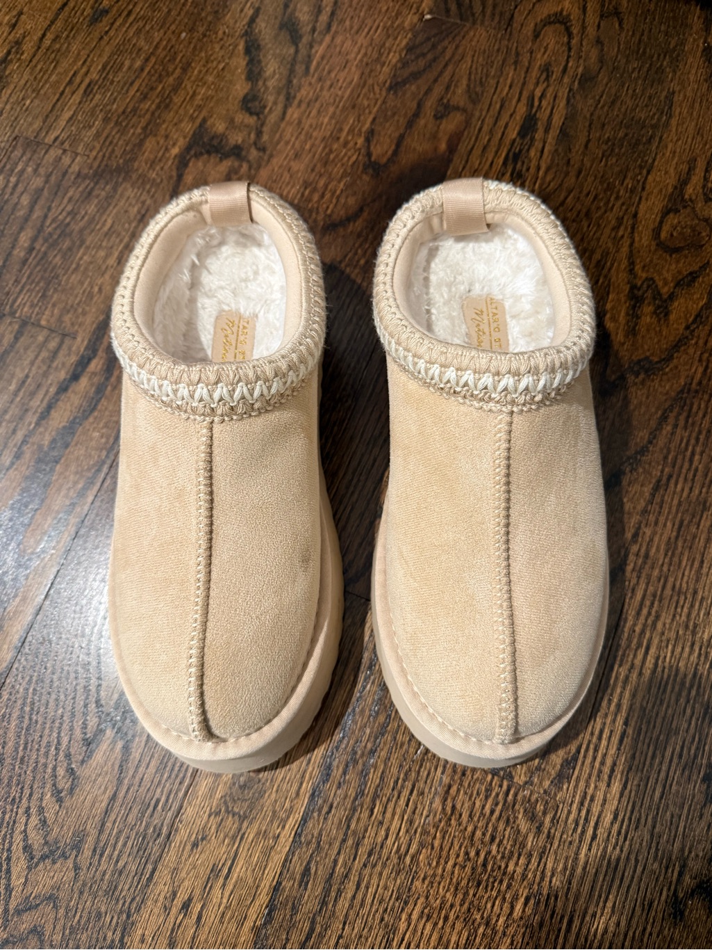 Altar'd State Beige Plush Moccasin Slip-On Slippers
